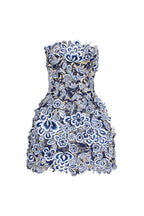 Strapless Threadwork Embroidered Mini Dress Flowering Girl