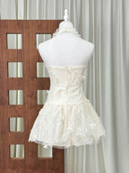 Halter Lace Mini Dress Flowering Girl
