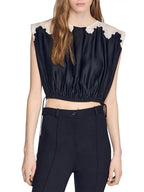 Contrast Lace Crop Top Flowering Girl