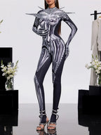 Prynex Long Sleeve Crystal Jumpsuit Flowering Girl