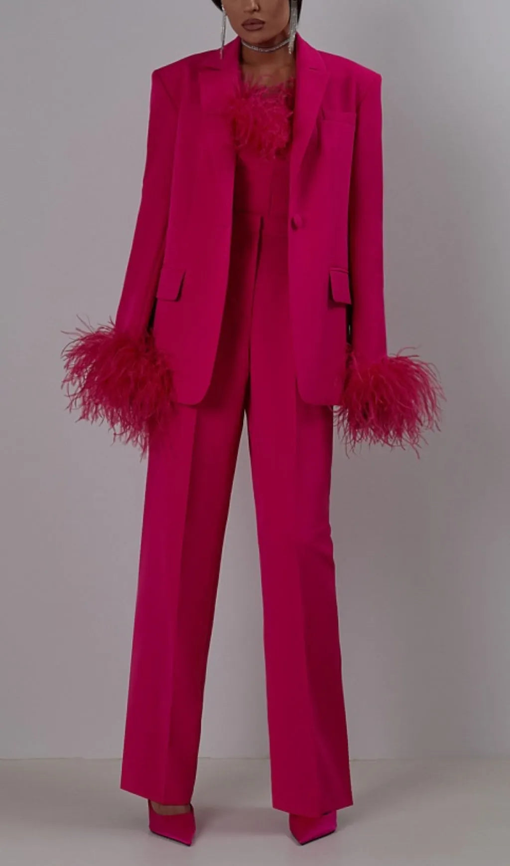 Aniek Feather Blazer Two-Piece Set Flowering Girl