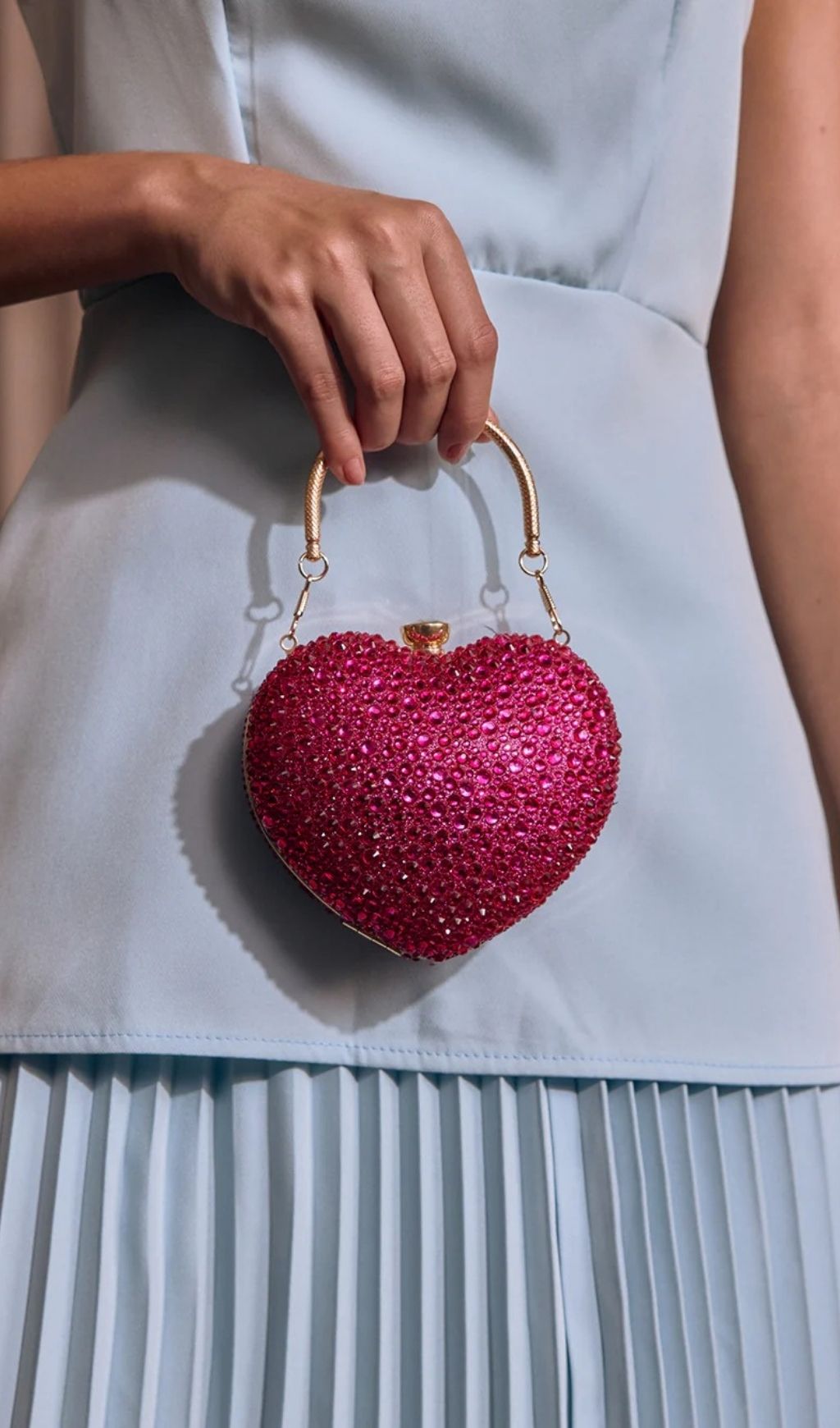 Qorynex Rhinestone Heart Bag Flowering Girl