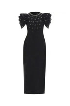 Roxanne Crystal-Embellished Crepe Bodycon Gown In Black Flowering Girl