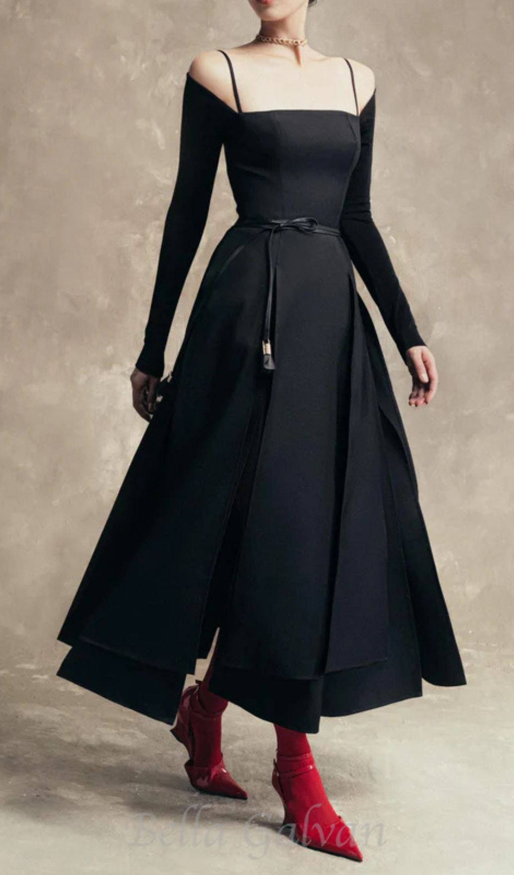 PHANTOM Fringed Midi Dress in black Flowering Girl
