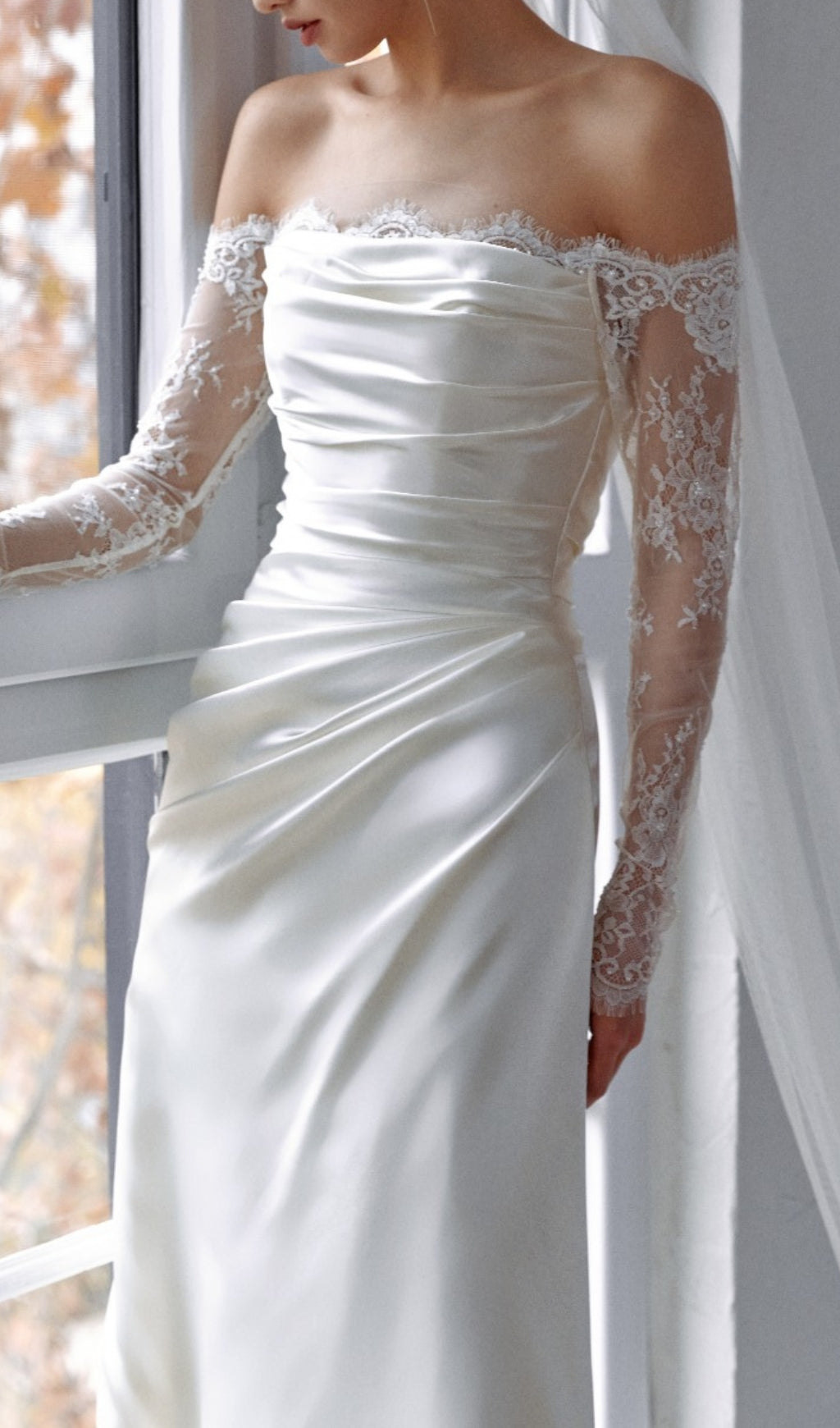 Colleen White Off Shoulder Lace Wedding Dress Flowering Girl