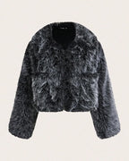 Imitation Fox Fur Long Sleeve Short Jackets Flowering Girl