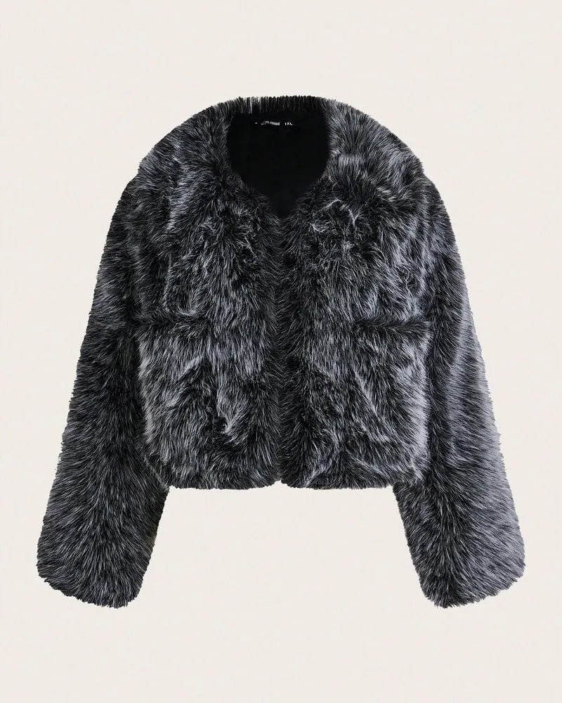 Imitation Fox Fur Long Sleeve Short Jackets Flowering Girl