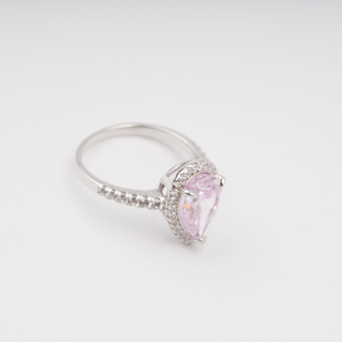 Éclat Pink Pear Shaped Gemstone Sterling Silver Ring Flowering Girl