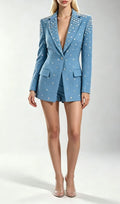 Kingsley Blue Diamante Blazer Flowering Girl