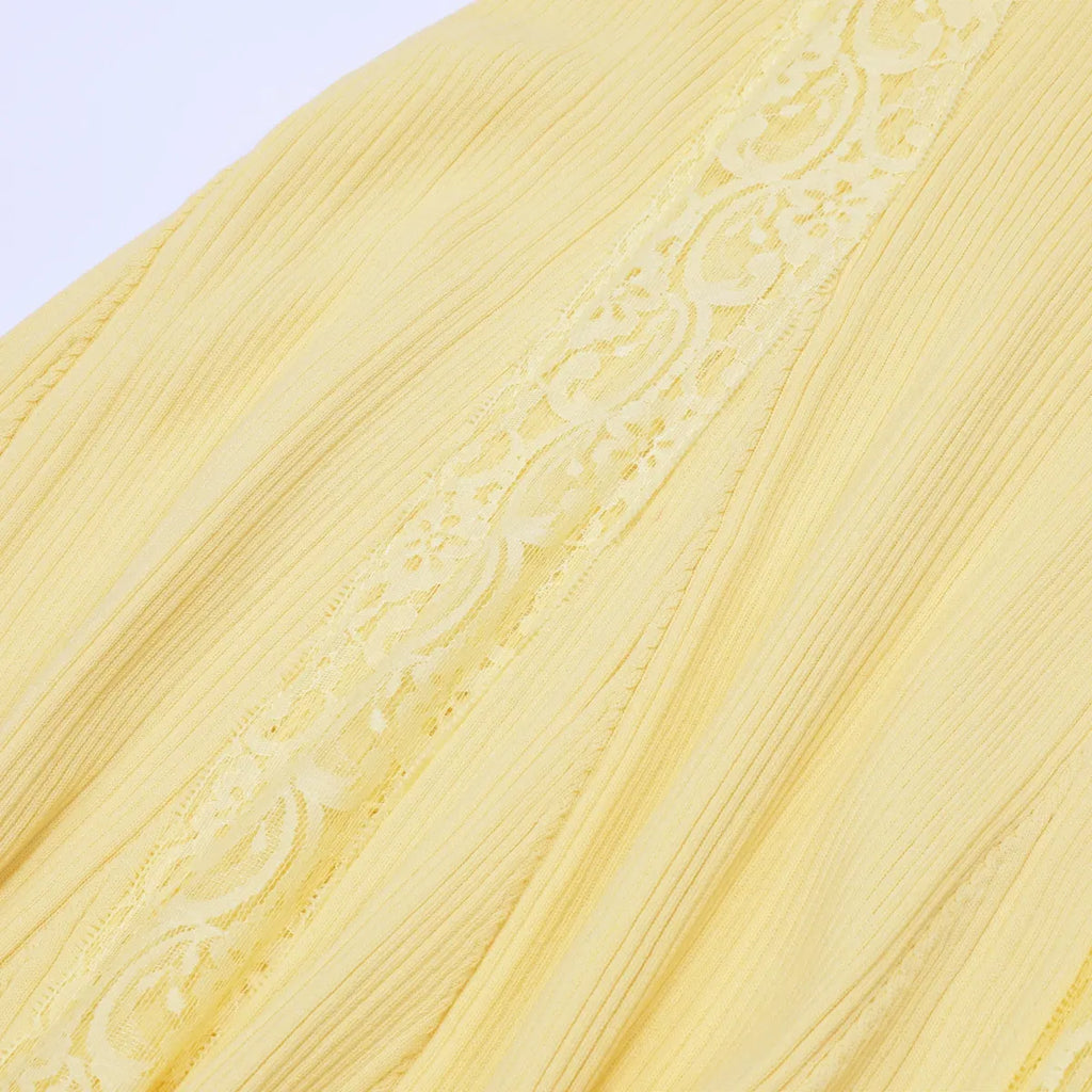 Kibibi Yellow Lace Knit Midi Dress Flowering Girl