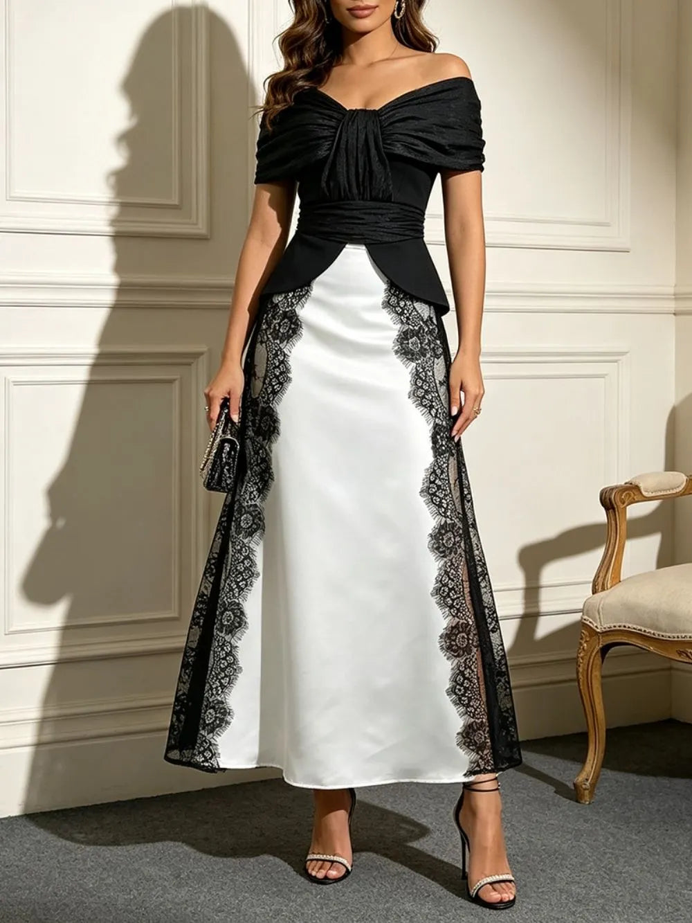 Manica Black Lace Top & Maxi Skirt Flowering Girl