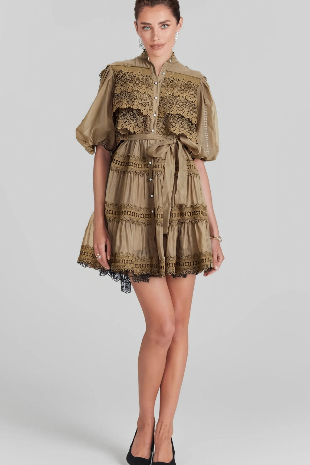 Inès Lace Cut-Out Layered Mini Dress Flowering Girl