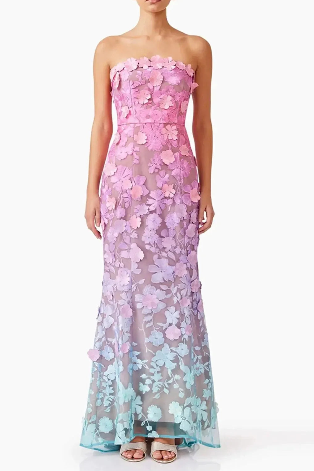 Off-Shoulder Sleeveless Gradient Dress Flowering Girl