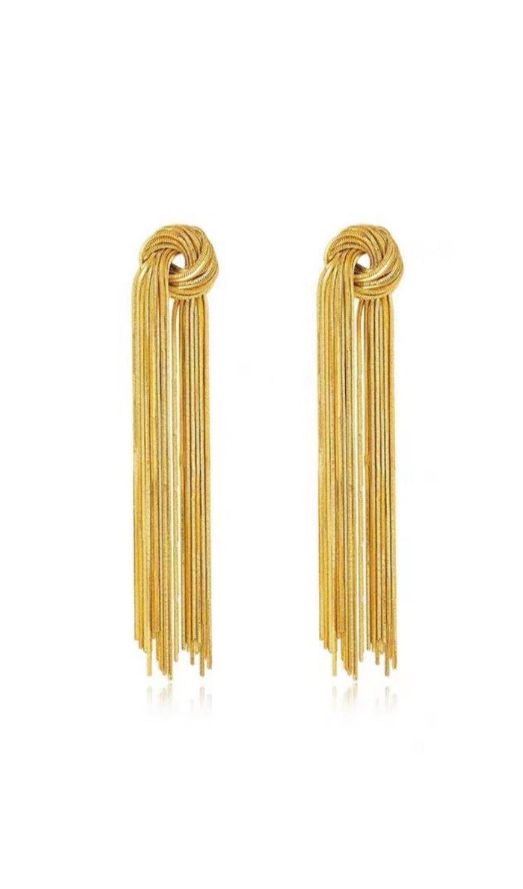 Gold Tied Tassel Earrings Flowering Girl