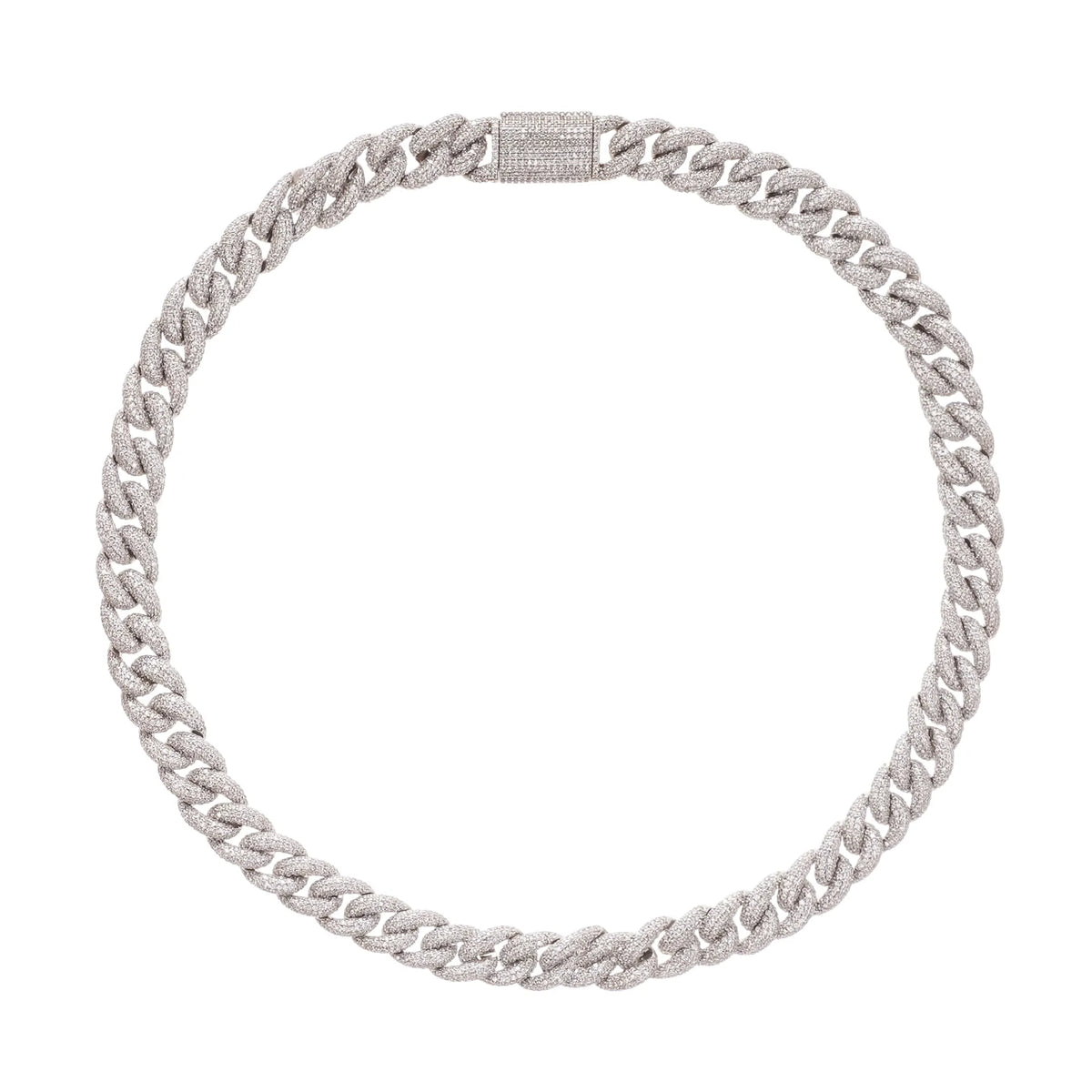 Frida Silver Tone Cuban Link Crystal Embellished Necklace Flowering Girl