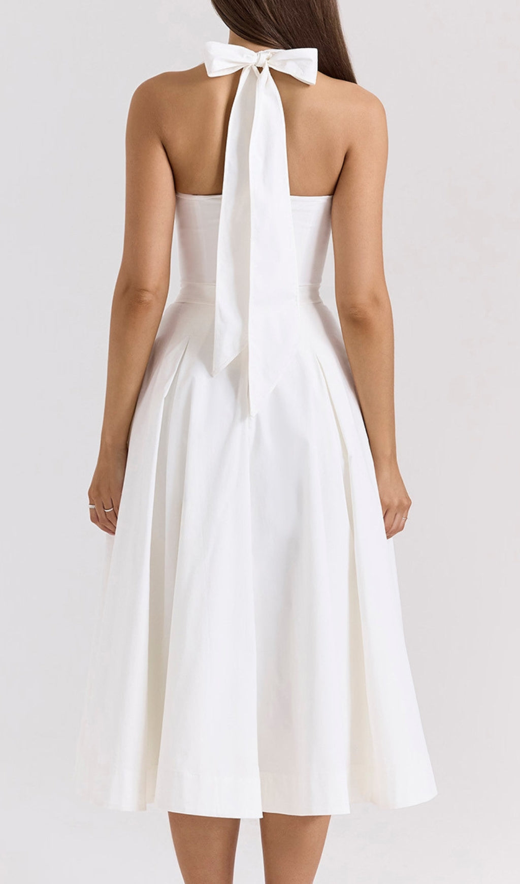 Dezba White Halter Corset Midi Dress Flowering Girl