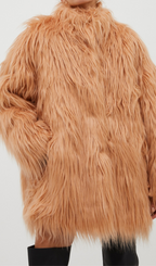 Nude Pink Fur Coat Flowering Girl