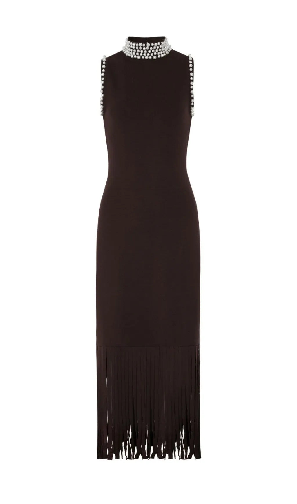 Junko Sleeveless Pearl Tassel Knit Maxi Dress Flowering Girl