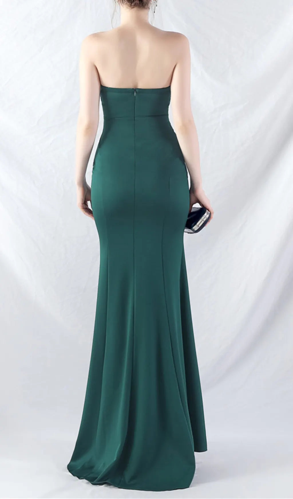 Chrina Green Strapless Ruched Maxi Dress Flowering Girl