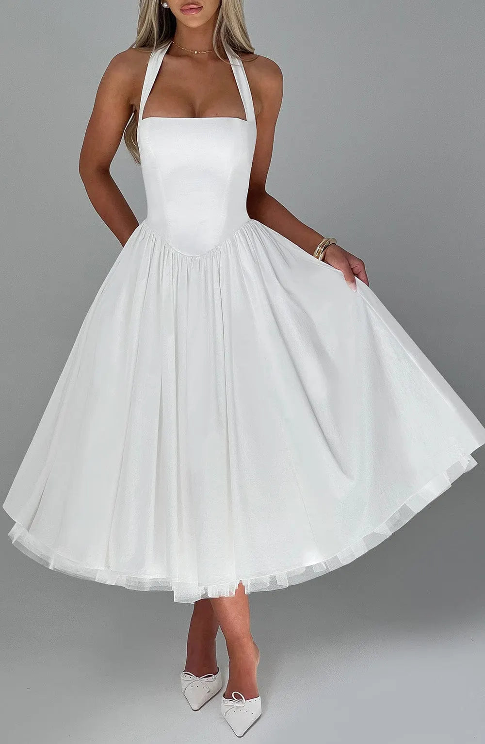 Cressida Midi Dress - Ivory Flowering Girl