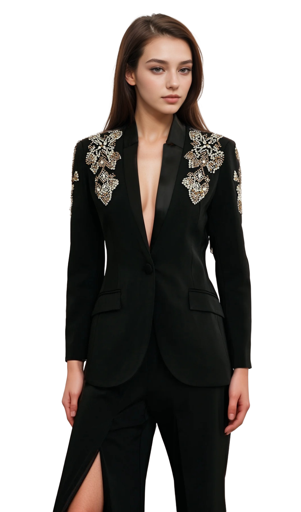 Delphine black embellished jacket & trousers matching set Flowering Girl
