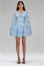 Flower Embroidery Hollow Mini Dress In White Flowering Girl