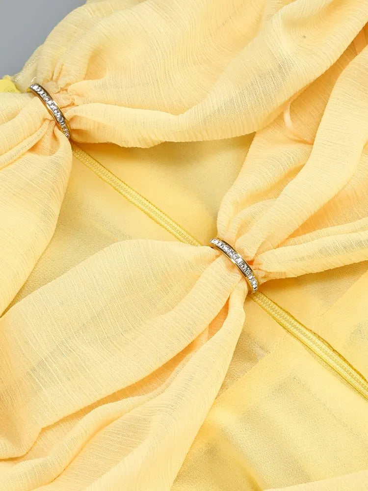 Bryony Yellow Strapless Cutout Mini Dress Flowering Girl