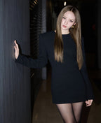 Hedda Crepe Suit Mini Dress In Black Flowering Girl