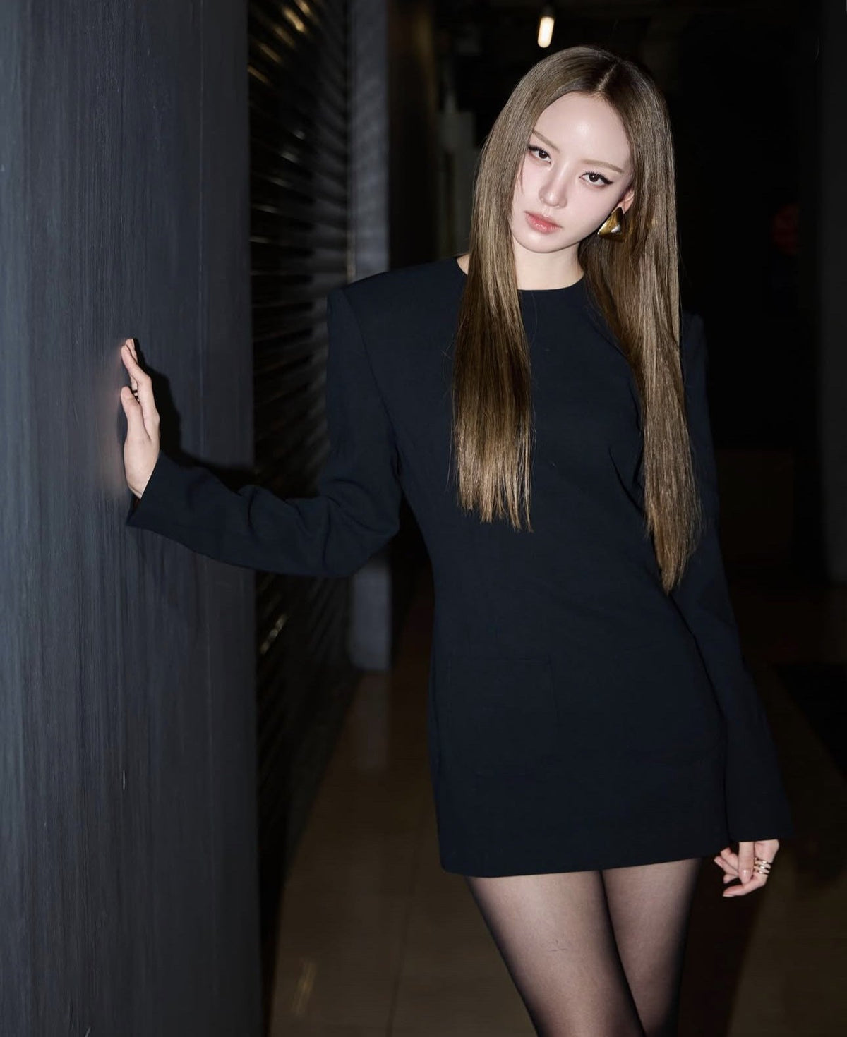 Hedda Crepe Suit Mini Dress In Black Flowering Girl