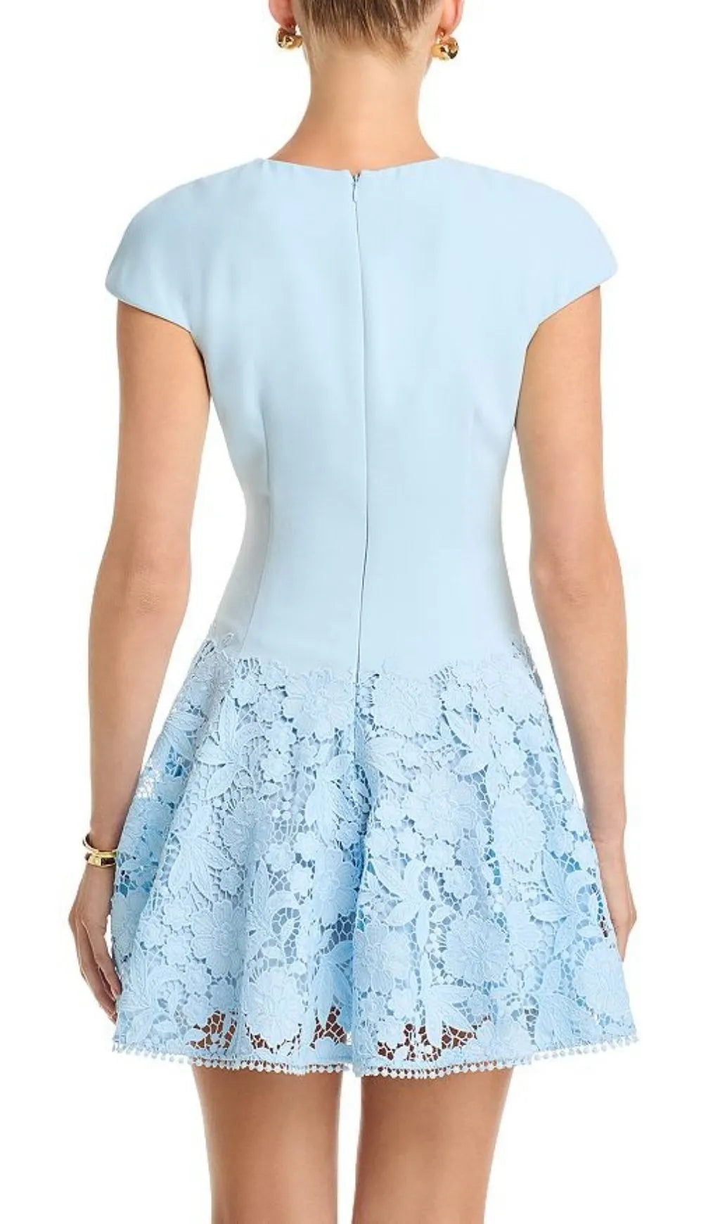Crepe Lace Mini Dress - Blue Flowering Girl