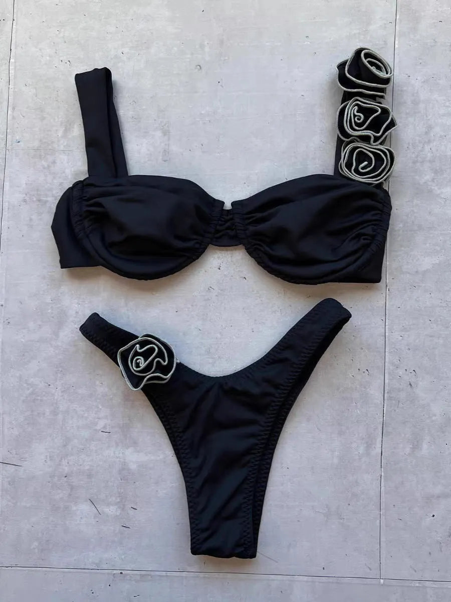 3D Three-Dimensional Flower Split Bikini Flowering Girl