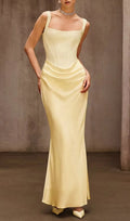 Duyen Sleeveless Corset Maxi Dress In Yellow Flowering Girl