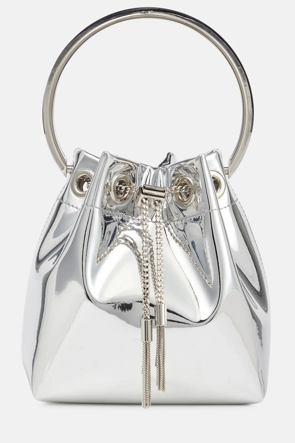 Metallic Round Handles Bucket Bag Flowering Girl