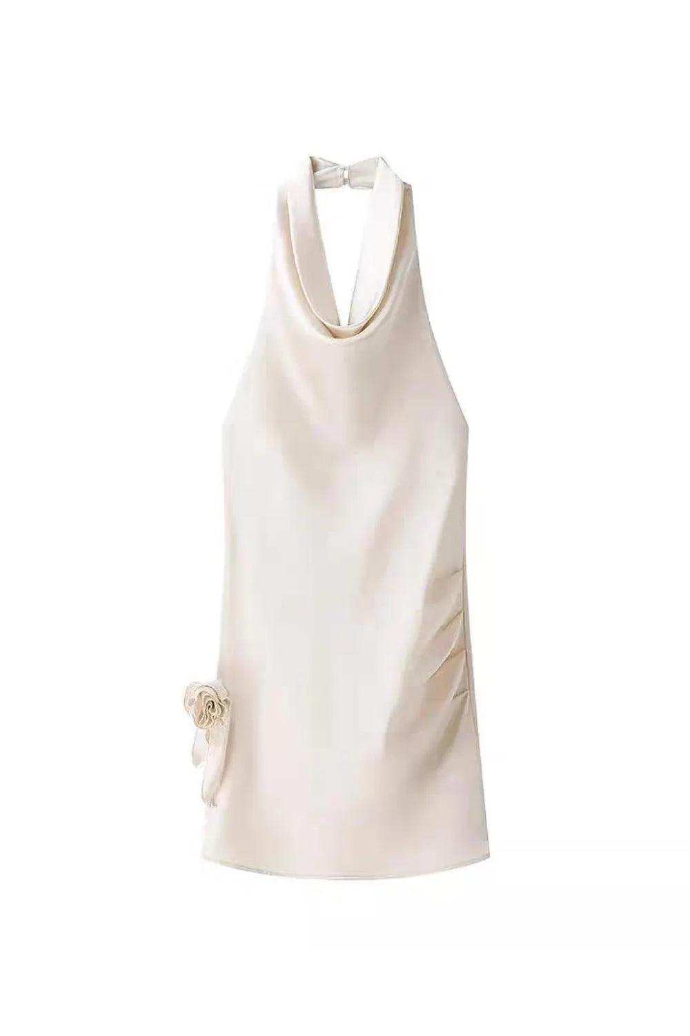 sabrina Cowl Neck Backless Satin Mini Dress Flowering Girl