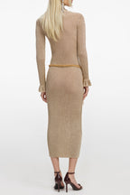 Lauren Gold Lurex Ribbed Knit Midi Dress Flowering Girl