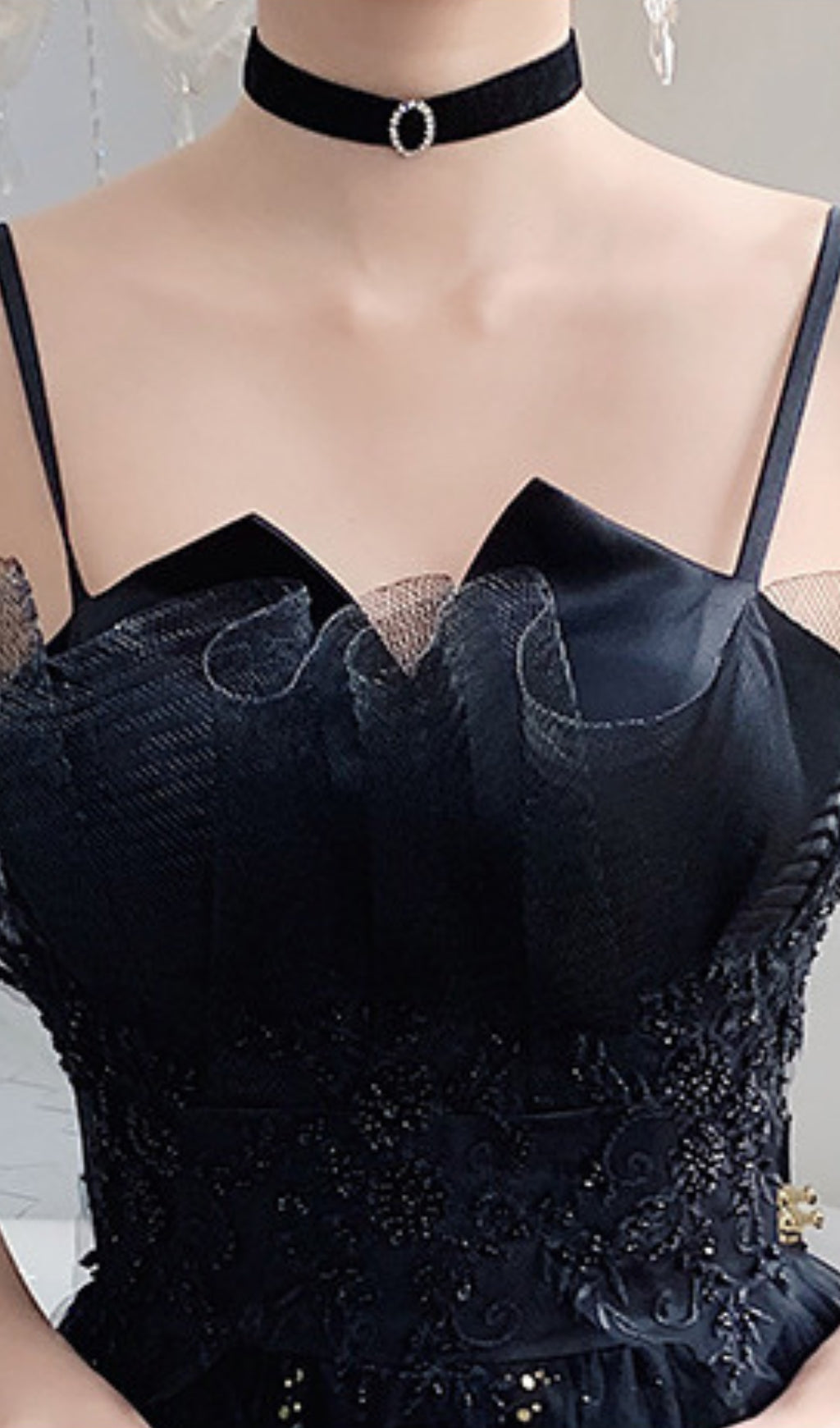 Chiye Black Strappy Mesh Maxi Dress Flowering Girl