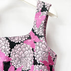 Square Neck Floral Butterfly Print Sleeveless Mini Dress Flowering Girl