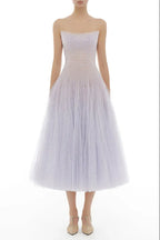 Violet Draped Lace Midi Dress Flowering Girl