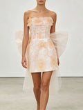 Maho Strapless Flower Bow Mini Dress Flowering Girl