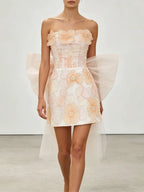 Maho Strapless Flower Bow Mini Dress Flowering Girl