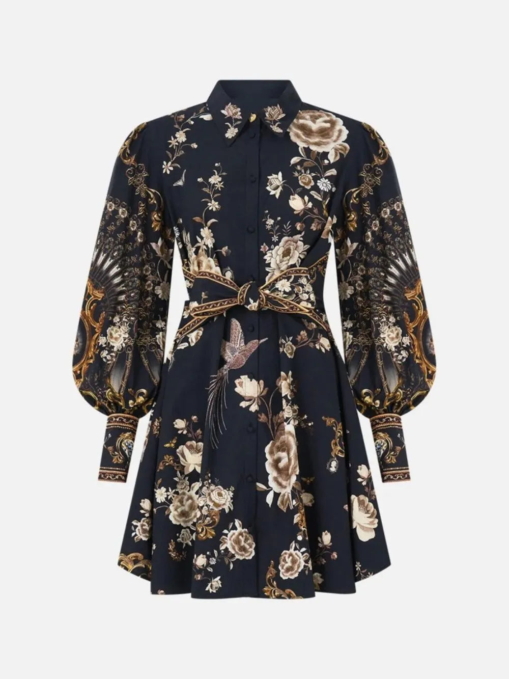 Meeka Black Printed Long Sleeve Mini Dress Flowering Girl