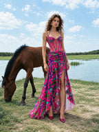 Monika Printed Corset Maxi Dress Flowering Girl