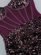 Sequin Corset Midi Dress In Wine Flowering Girl