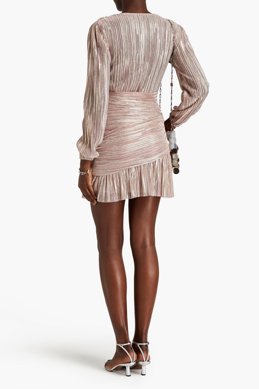RUNNYLO RUCHED METALLIC MESH MINI DRESS Flowering Girl