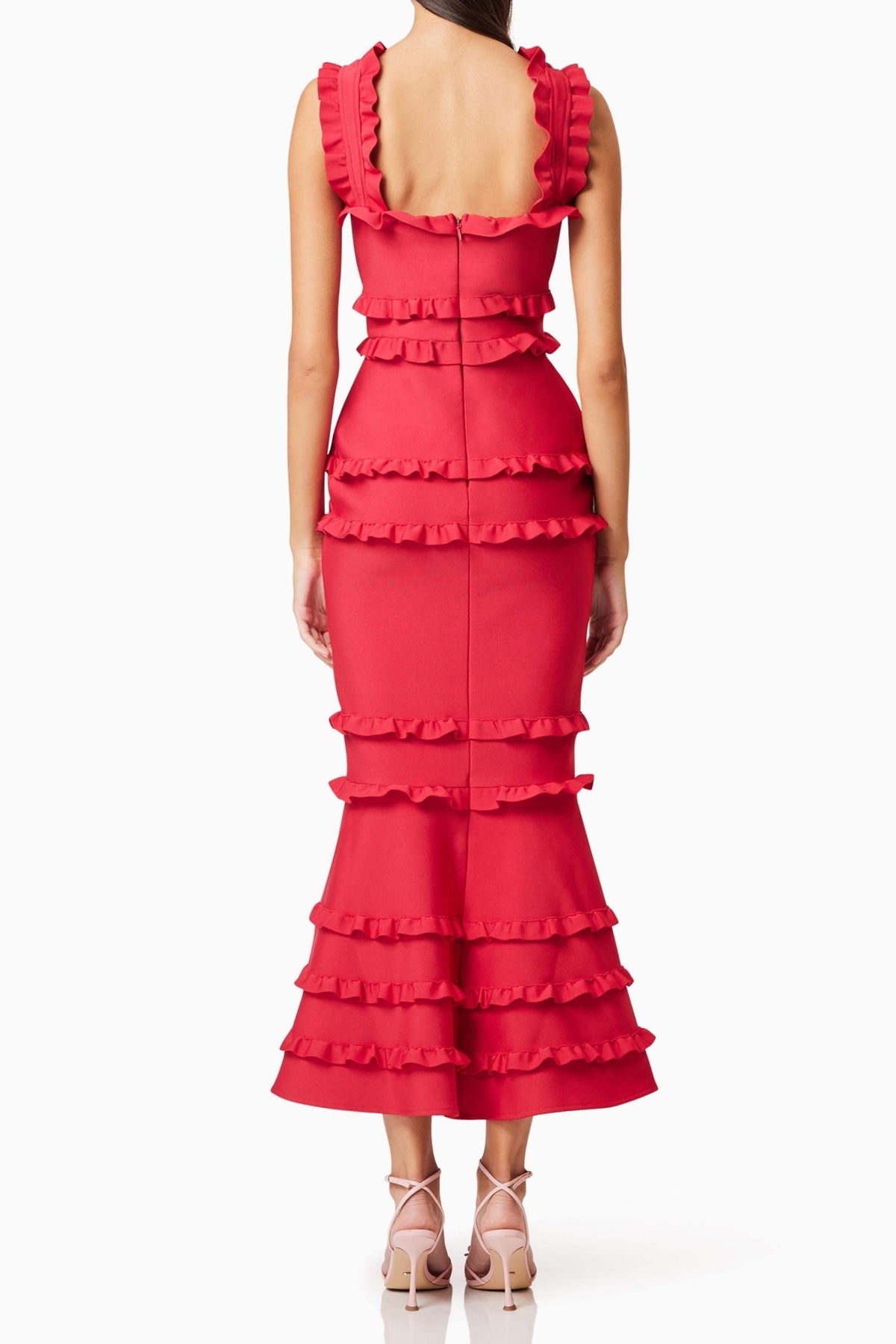 Josephine Frill Maxi Dress In Red Flowering Girl