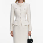 Michaelia Cream Boucle Tailored Midi Dress Set Flowering Girl