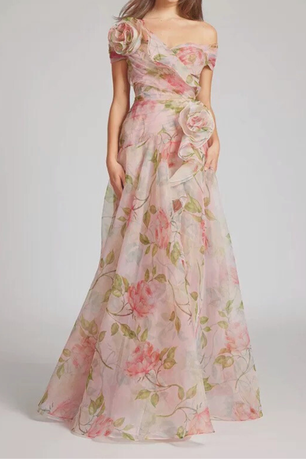 simona Sleeveless Flowers Flounce Maxi Dress Flowering Girl