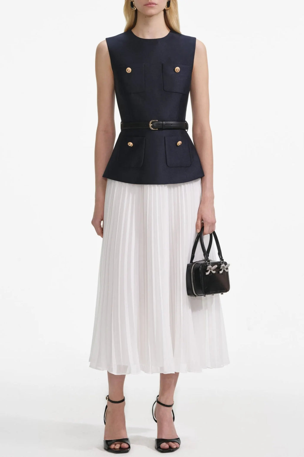 Sleeveless Belted Chiffon Midi Dress Flowering Girl