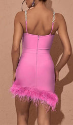 Feather Strappy Mini Dress Flowering Girl
