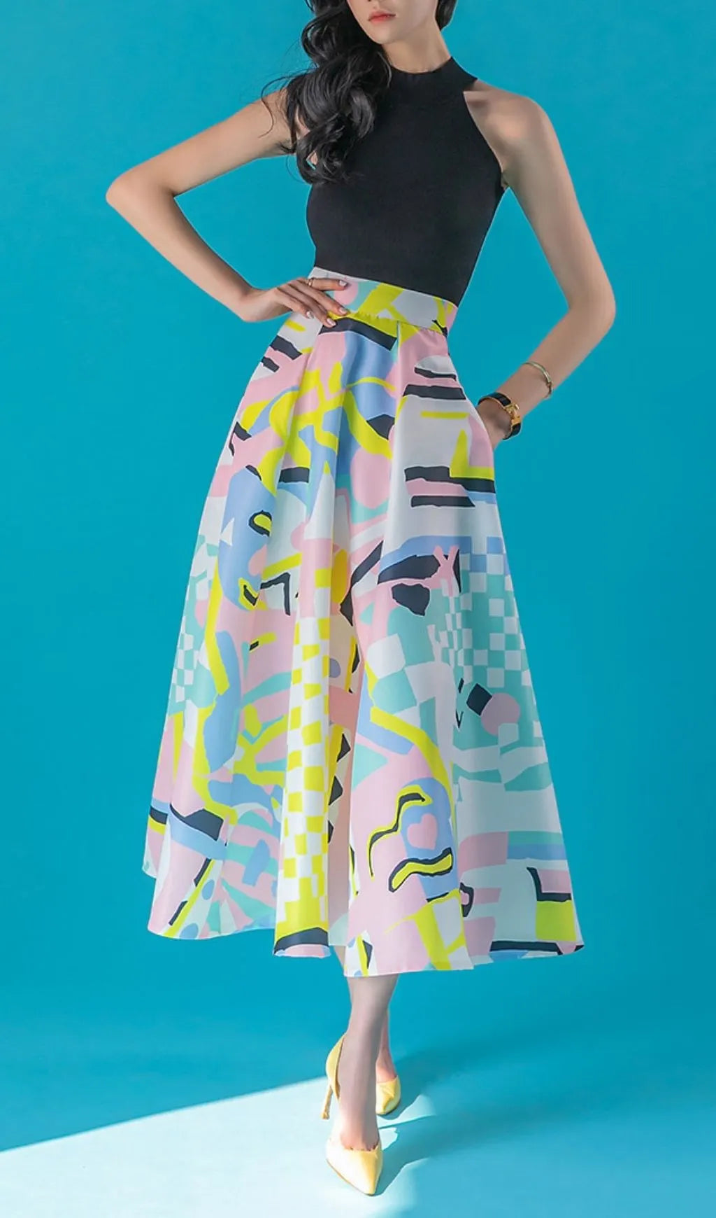 Lilike Printed Midi Skirt Flowering Girl